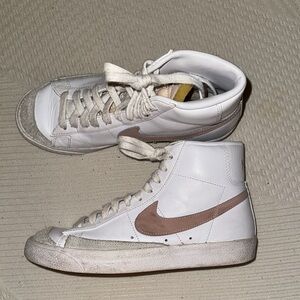 Nike White and Pink High-Top Sneakers